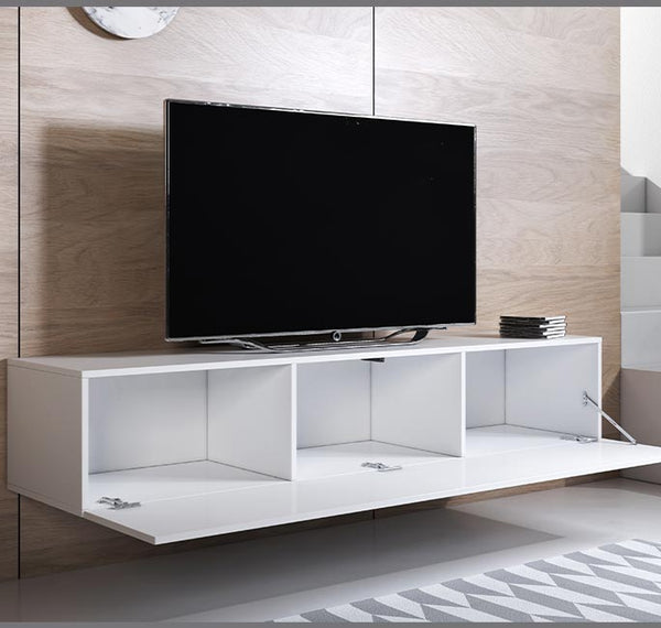 Conjunto de Móveis de Sala Sesimbra – 1,6 m – Modular em Branco com Móvel TV, Vitrine e Estantes – Design Moderno