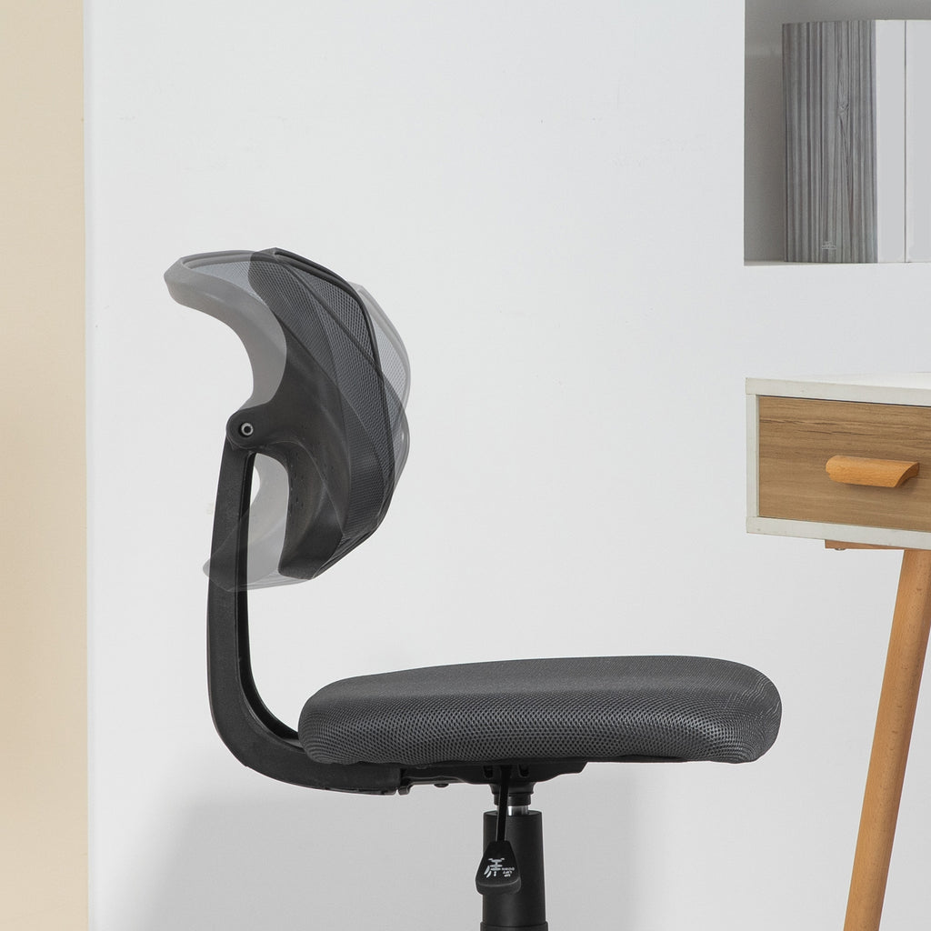 Cadeira de Escritório sem Apoio para os Braços Cadeira de Escritório Giratória com Encosto de Malha Respirável Altura Ajustável Carga 120 kg 43x48x78-88 cm Cinza