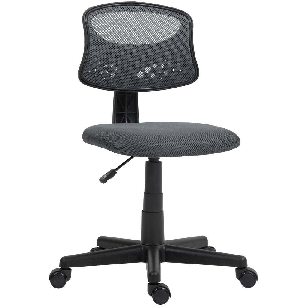 Cadeira de Escritório sem Apoio para os Braços Cadeira de Escritório Giratória com Encosto de Malha Respirável Altura Ajustável Carga 120 kg 43x48x78-88 cm Cinza