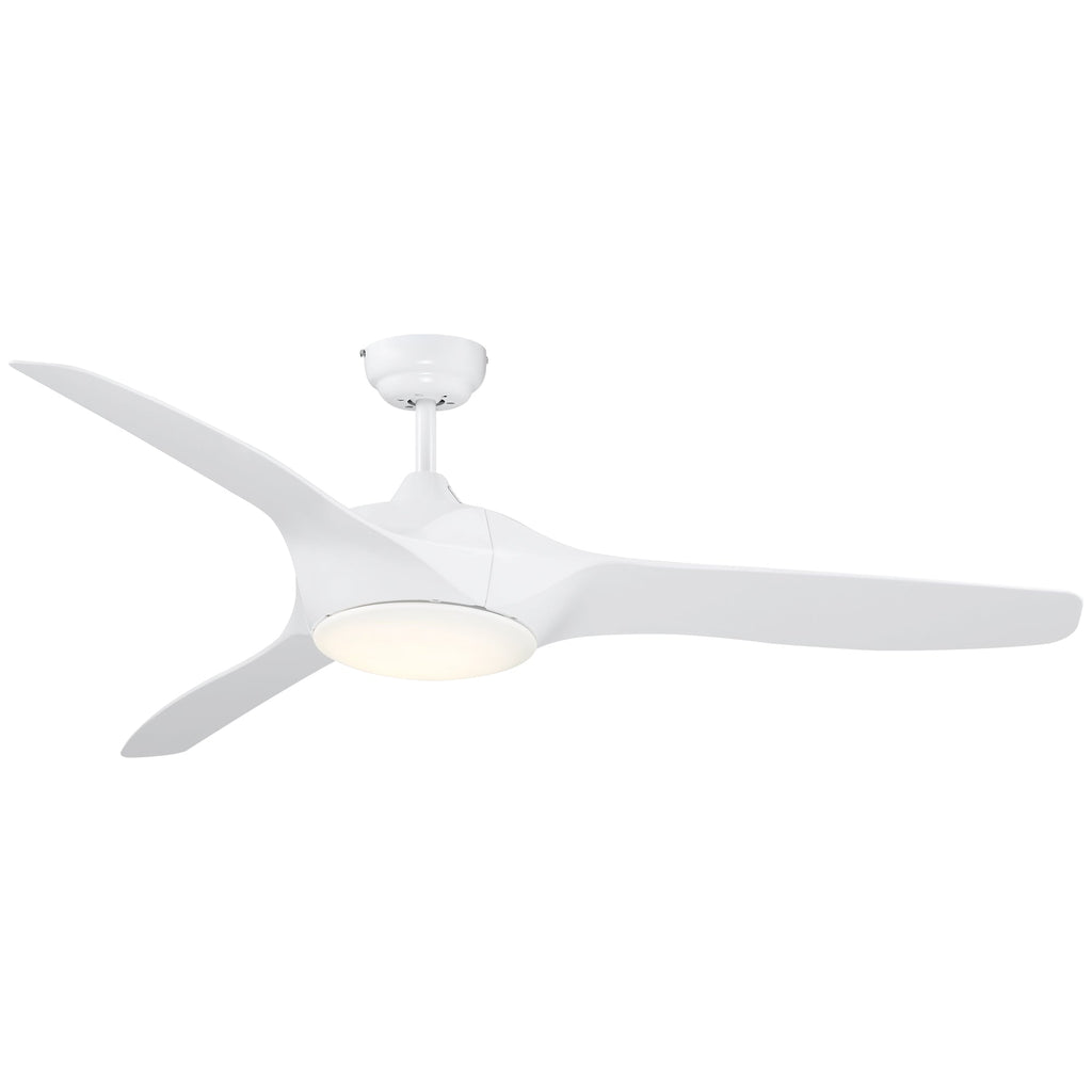 Ventoinha de Teto Diâmetro 132cm com Luz LED Controle Remoto 3 Lâminas Reversíveis 6 Velocidades e Temporizador Silencioso para Dormitório Sala de Estar Sala de Jantar Branco