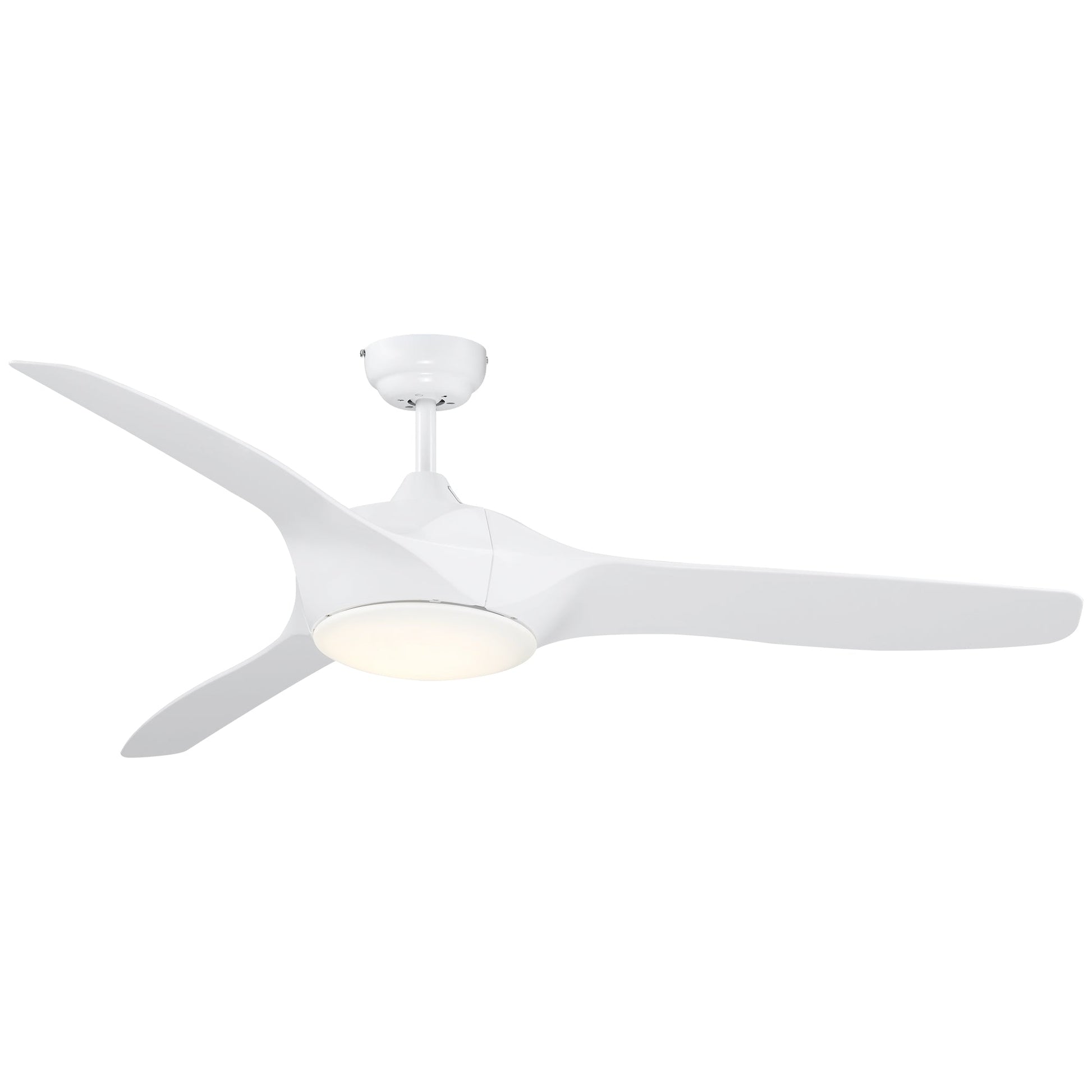 Ventoinha de Teto Diâmetro 132cm com Luz LED Controle Remoto 3 Lâminas Reversíveis 6 Velocidades e Temporizador Silencioso para Dormitório Sala de Estar Sala de Jantar Branco