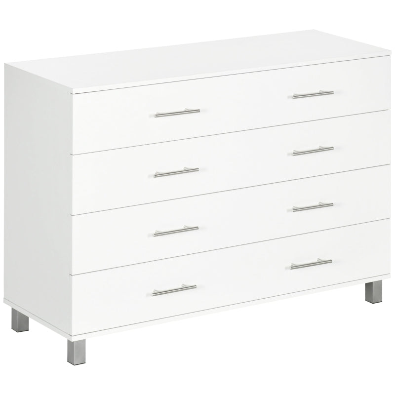 Cómoda com 4 Gavetas Cómoda de Dormitório com Pés de Estilo Moderno para Sala de Estar Entrada Corredor 112x38,2x81cm Branco