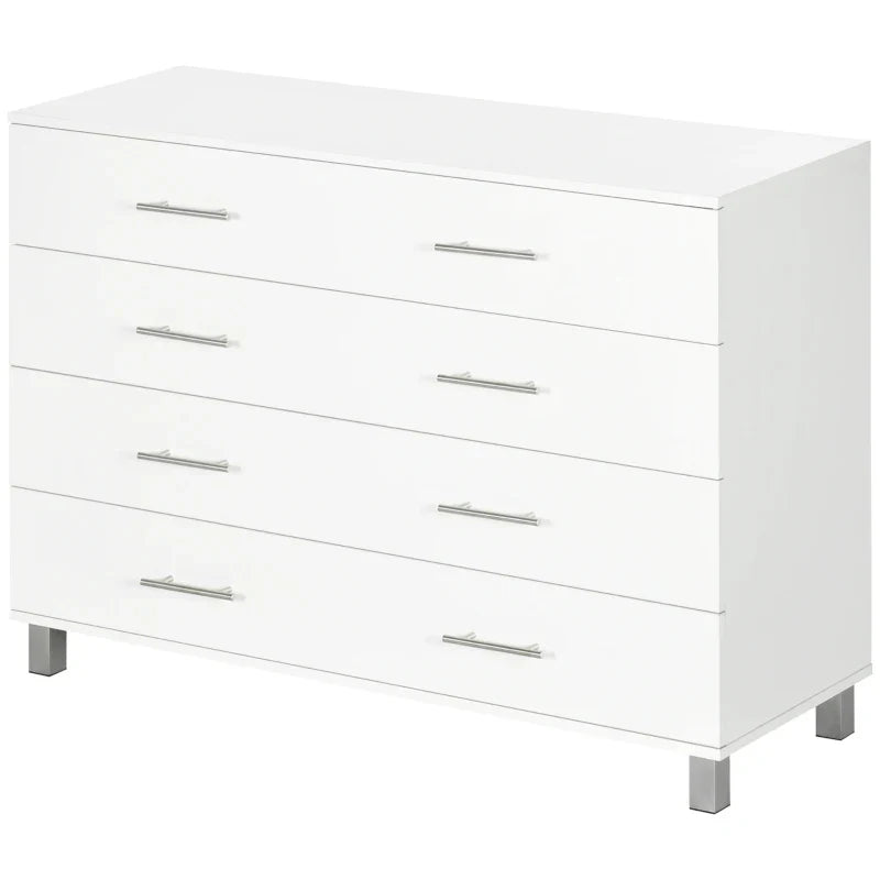 Cómoda com 4 Gavetas Cómoda de Dormitório com Pés de Estilo Moderno para Sala de Estar Entrada Corredor 112x38,2x81cm Branco