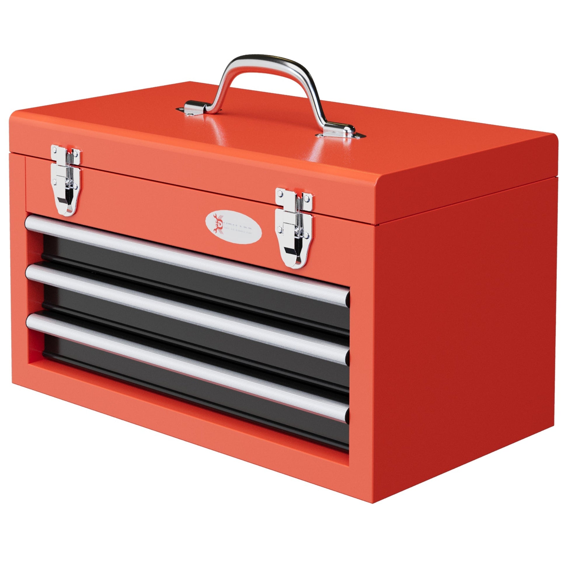 DURHAND Caixa de Ferramentas de Aço Baú de Ferramentas Portátil com 2 Gavetas e 1 Caixa Superior e Alça para Oficina Garagem Casa 45x24x27 cm Vermelho - A minha loja