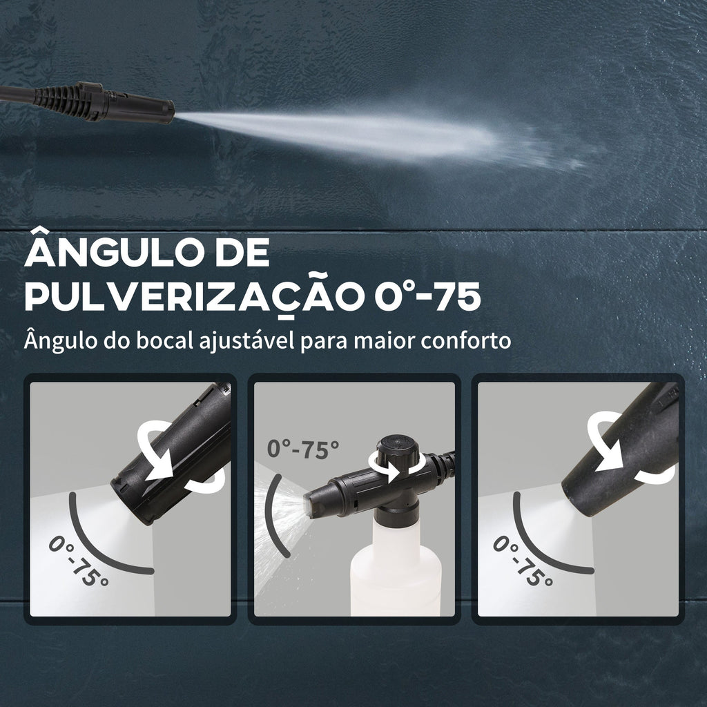 DURHAND Lavadora de Alta Pressão 1600W Caudal 432 L/h Bomba de Alumínio Pressão de 135 Bar Mangueira de 6 m Inclui Garrafas de Sabão Bocal Escova 32x24x65 cm Azul - A minha loja