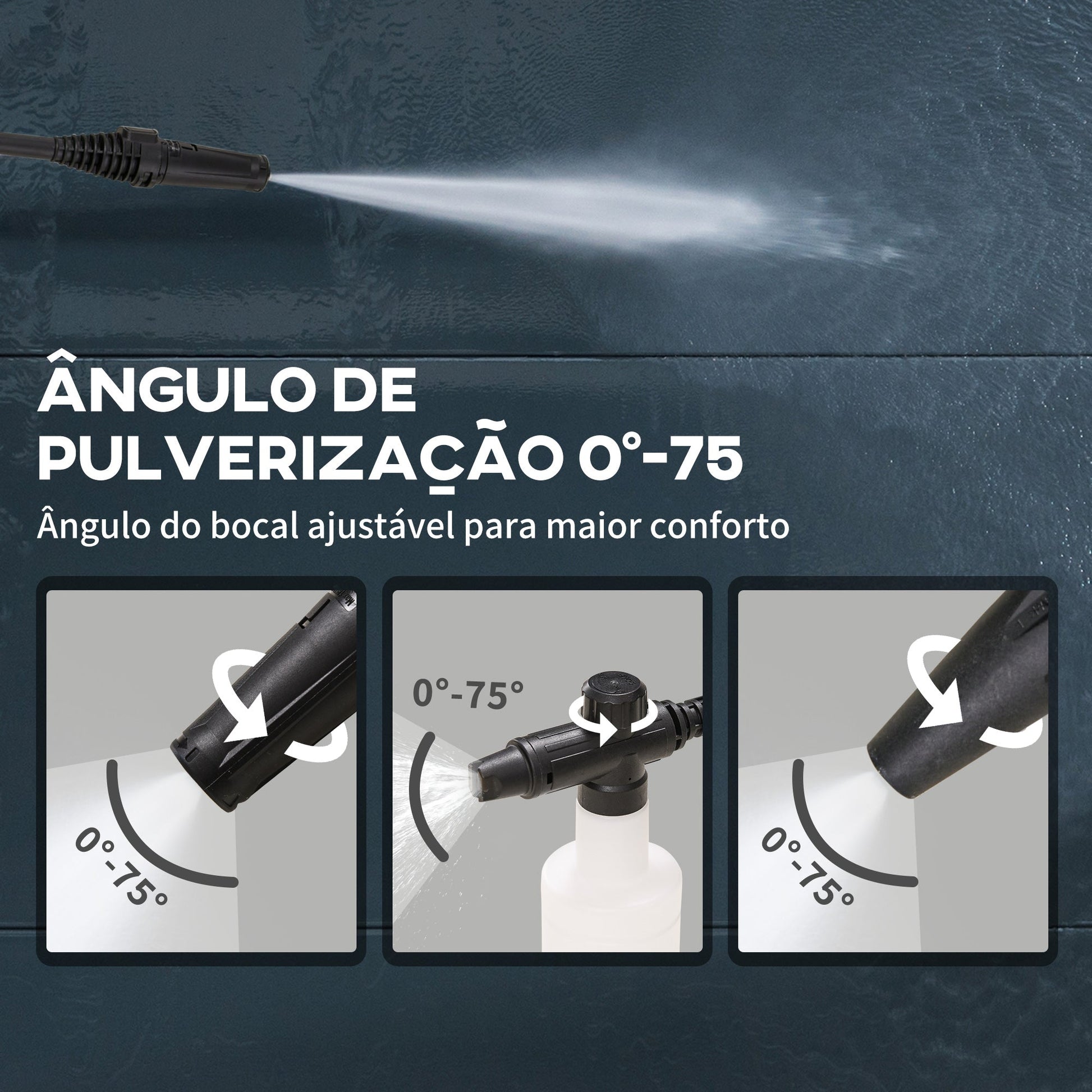 DURHAND Lavadora de Alta Pressão 1600W Caudal 432 L/h Bomba de Alumínio Pressão de 135 Bar Mangueira de 6 m Inclui Garrafas de Sabão Bocal Escova 32x24x65 cm Azul - A minha loja