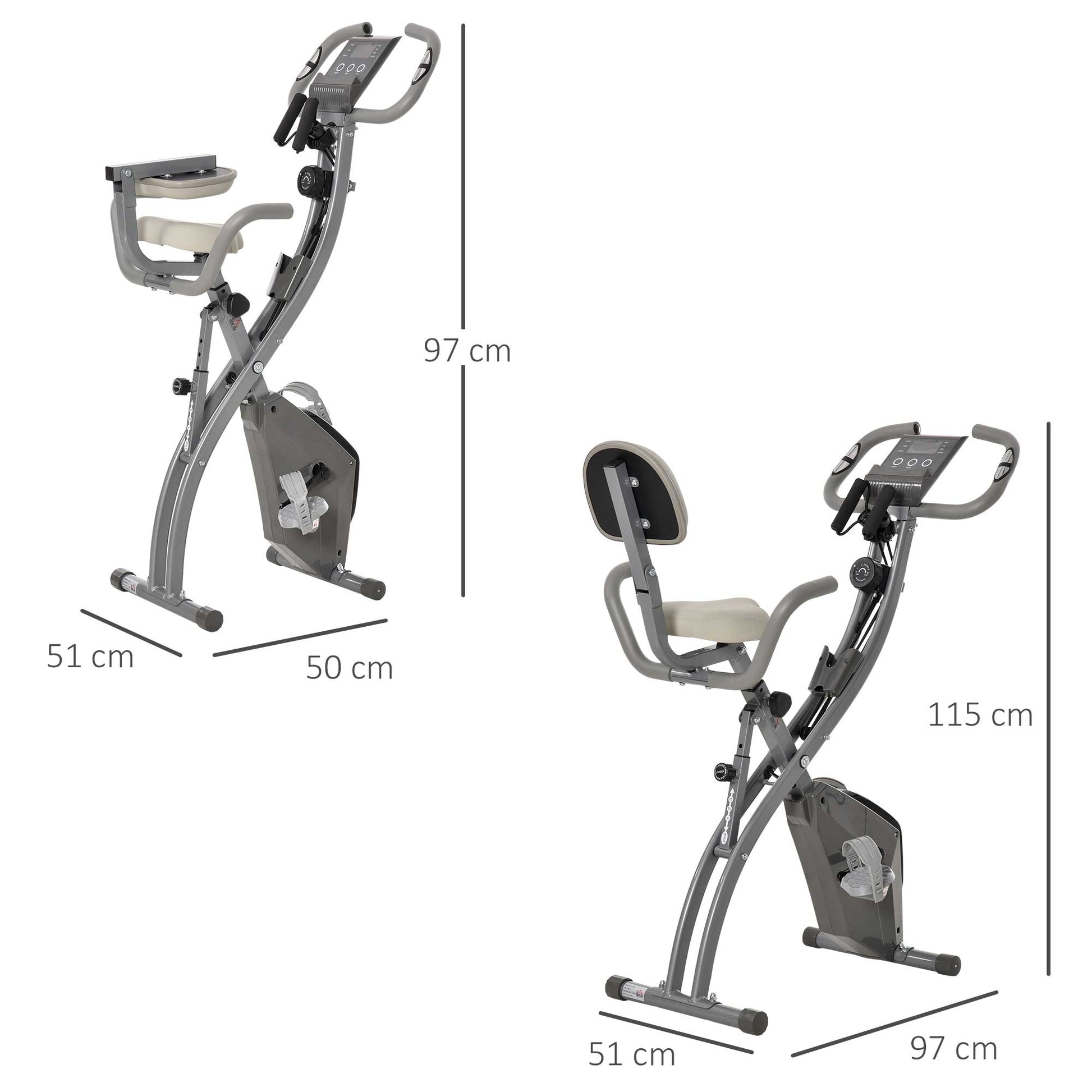 Bicicleta Estática Dobrável com Altura e Resistência Ajustável e Tela LCD- HomeGym - Leva-Me Contigo - Móveis & Decoração