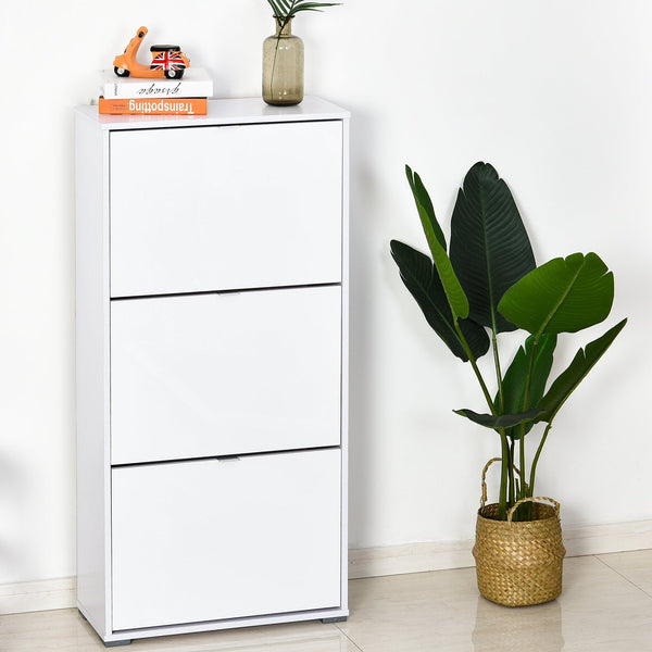 Armário de Sapatos Moderno Sapateira para Corredor Entrada com 6 Prateleiras de Armazenamento Espaço de Exibição 60x26x124cm Branco