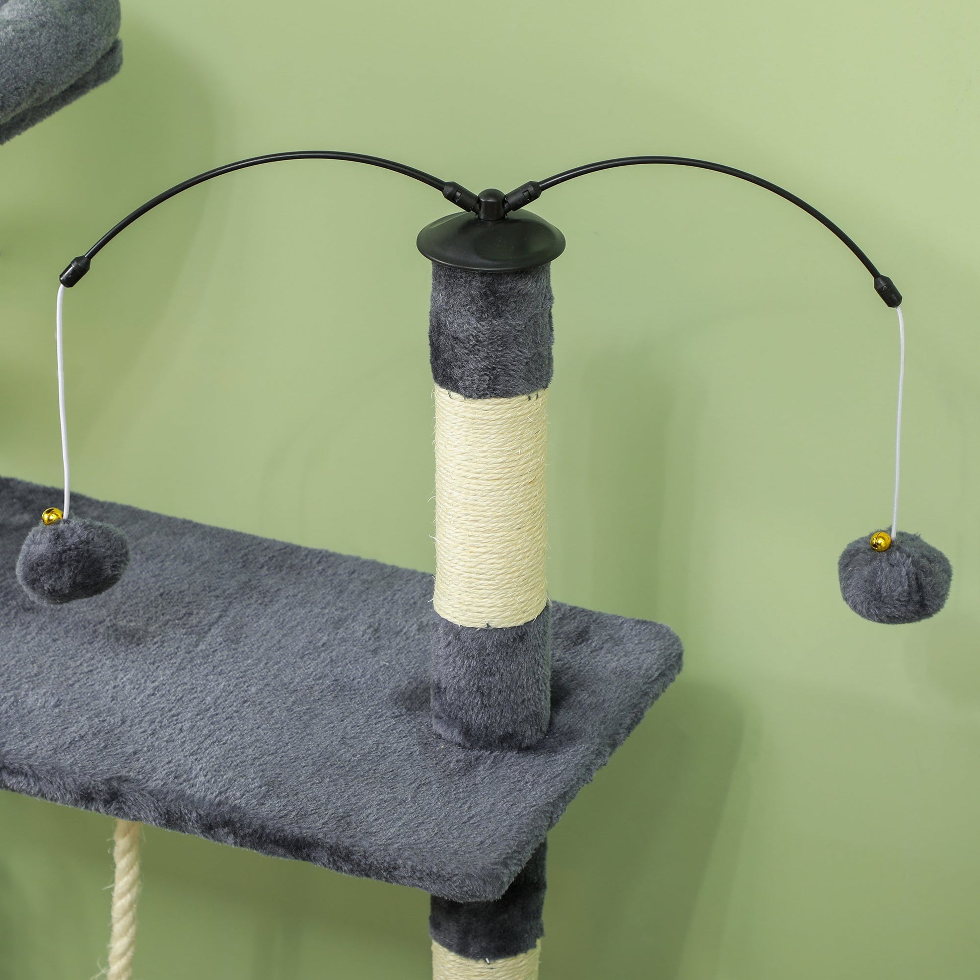 PawHut Arranhador para Gatos 134 cm Torre de Arranhar para Gatos com Caverna Plataformas Bolas de Jogar e Postes de Sisal 124,5x40x134 cm Cinza Escuro