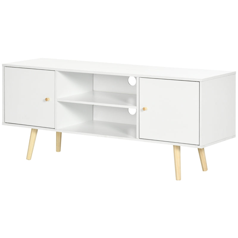 Móvel de TV de Sala de Estar Móvel para Televisores de até 55 Polegadas com 2 Portas 2 Prateleiras de Armazenamento para Escritório Dormitório 120x34x50cm Branco