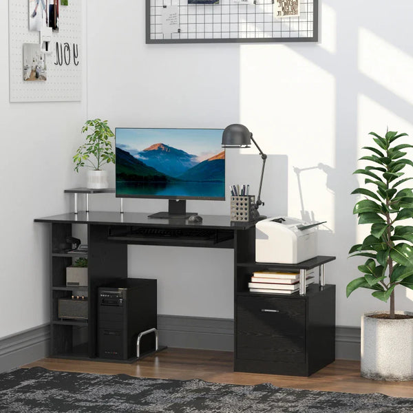 Secretária para Computador Secretária para Escritório – Cor: Preto - Madeira MDF - 152 x 60 x 88 cm