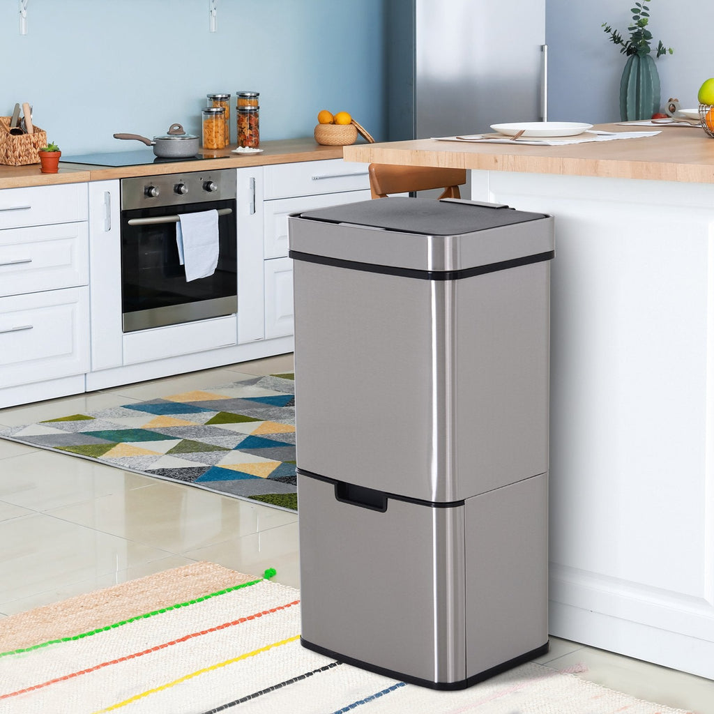Caixote de Reciclagem em Inox de 72L com Abertura Automática - Leva-Me Contigo - Móveis & Decoração