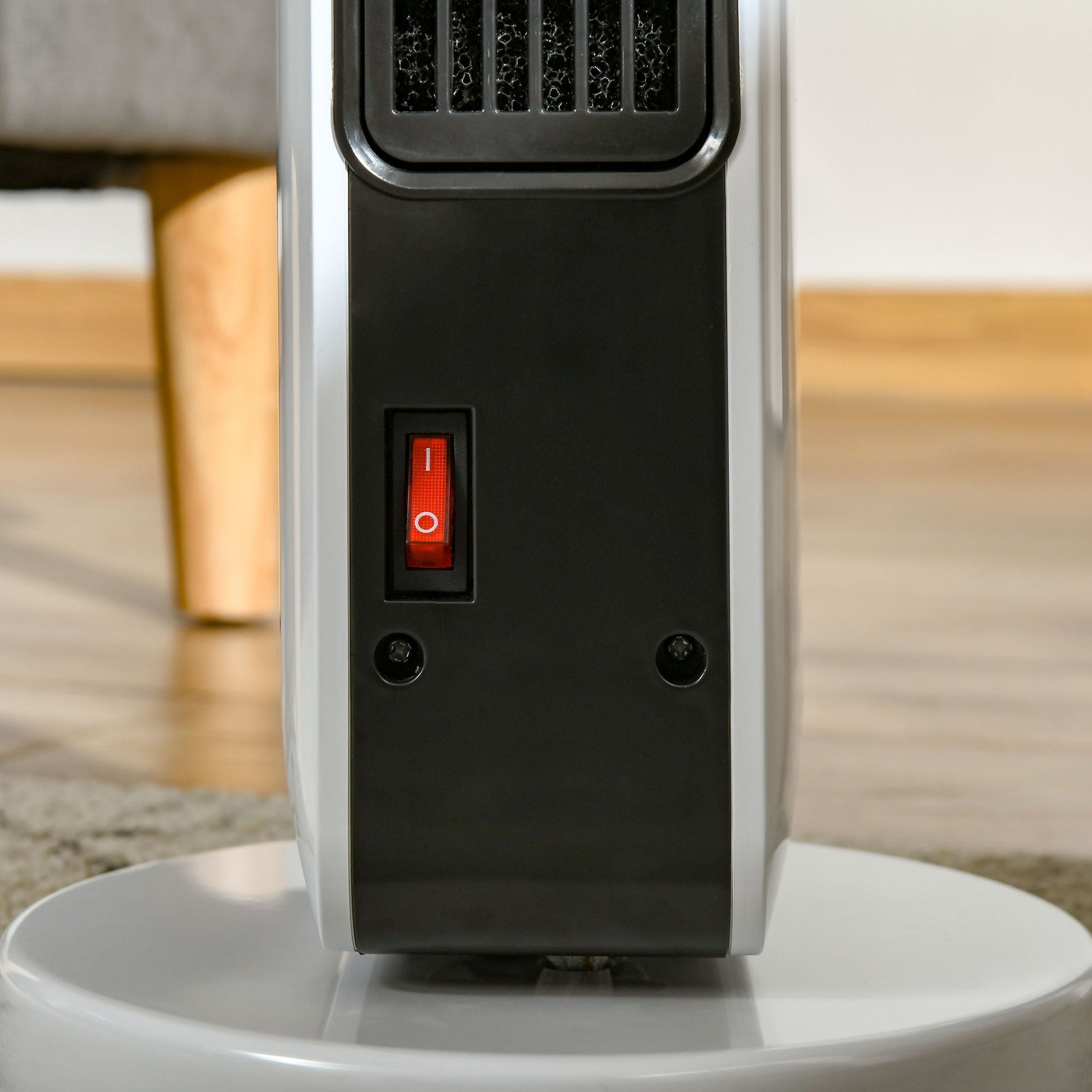 Aquecedor Cerâmico de Torre 1000/2000W com Controle Remoto Tela LED 3 Modos de Aquecimento Termostato Temporizador e Oscilação 65° para 25m² 21x21x73cm Branco