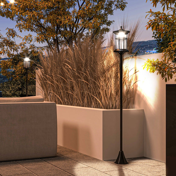 Conjunto de 2 Candeeiros Solares para Exterior – 23,5x23,5x184 cm – Estrutura em Aço Inoxidável – Proteção IP44