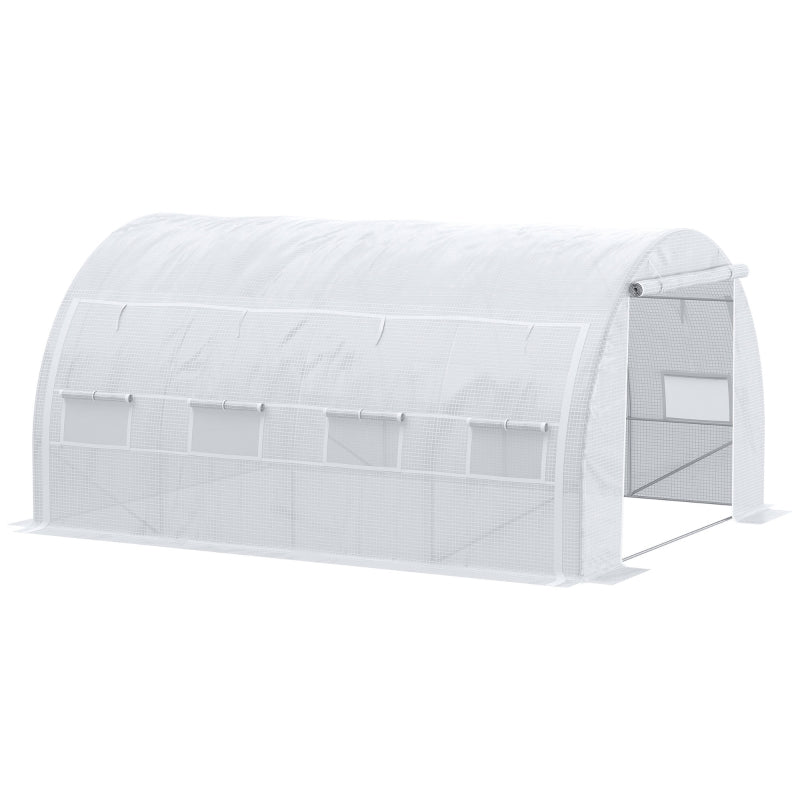 Estufa Tipo Túnel de Jardim 4x3x2m com Porta Enrolável 8 Janelas Cobertura de PE 140g/m² e Metal Galvanizado para Cultivos de Plantas Verduras Branco