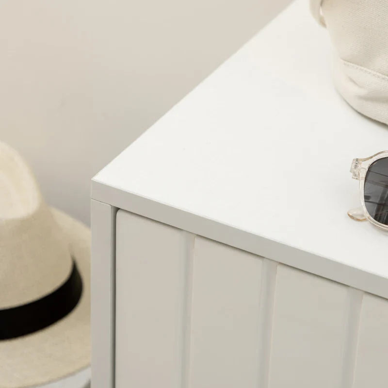 Banco Sapateira com Compartimento Aberto e Almofada Acolchoada para 4 Pares de Sapatos para Entrada Corredor 80x33x49cm Branco
