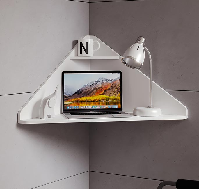 Secretária de Parede Cascais – 93x63,7x45 cm – Branco Mate – Design Suspenso e Minimalista