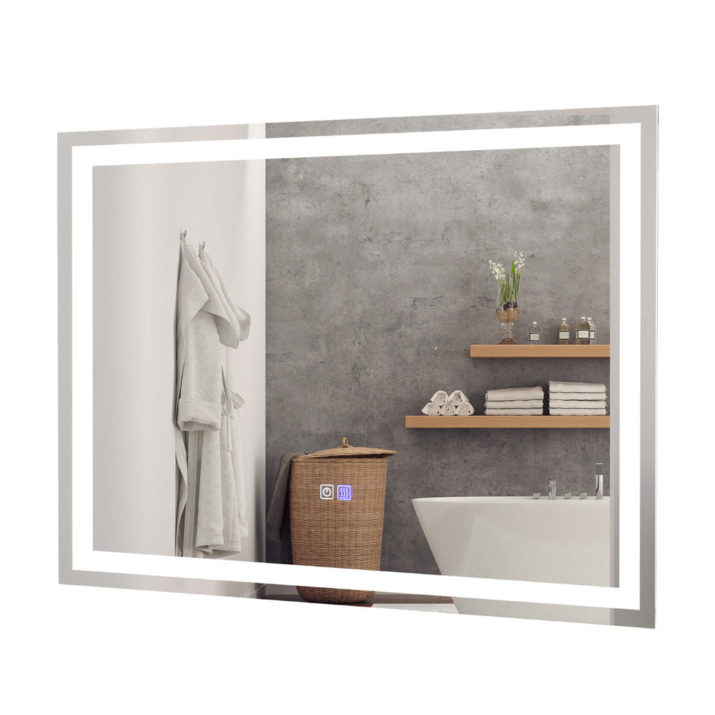 Espelho LED para Casa de Banho "ASTRID" com Interruptor Tátil e Função Antiembaciamento – Temperatura de Cor Ajustável – 80 x 60 cm – Prateado