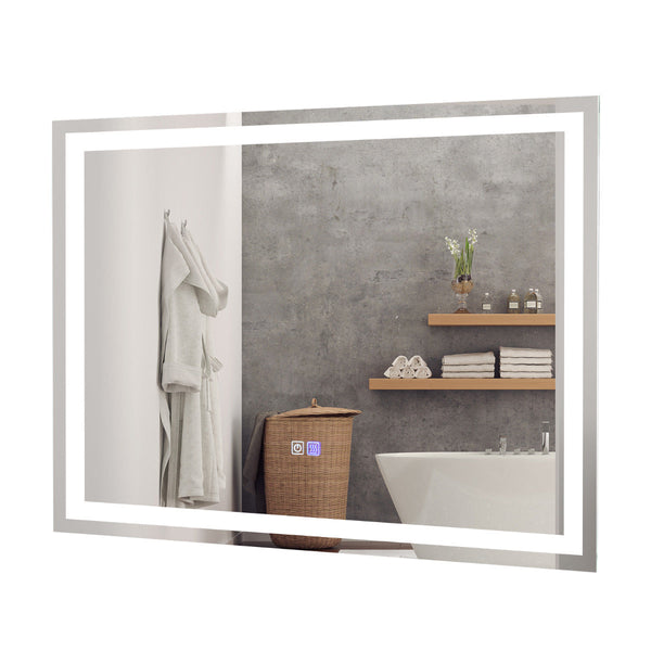 Espelho LED para Casa de Banho "ASTRID" com Interruptor Tátil e Função Antiembaciamento – Temperatura de Cor Ajustável – 80 x 60 cm – Prateado