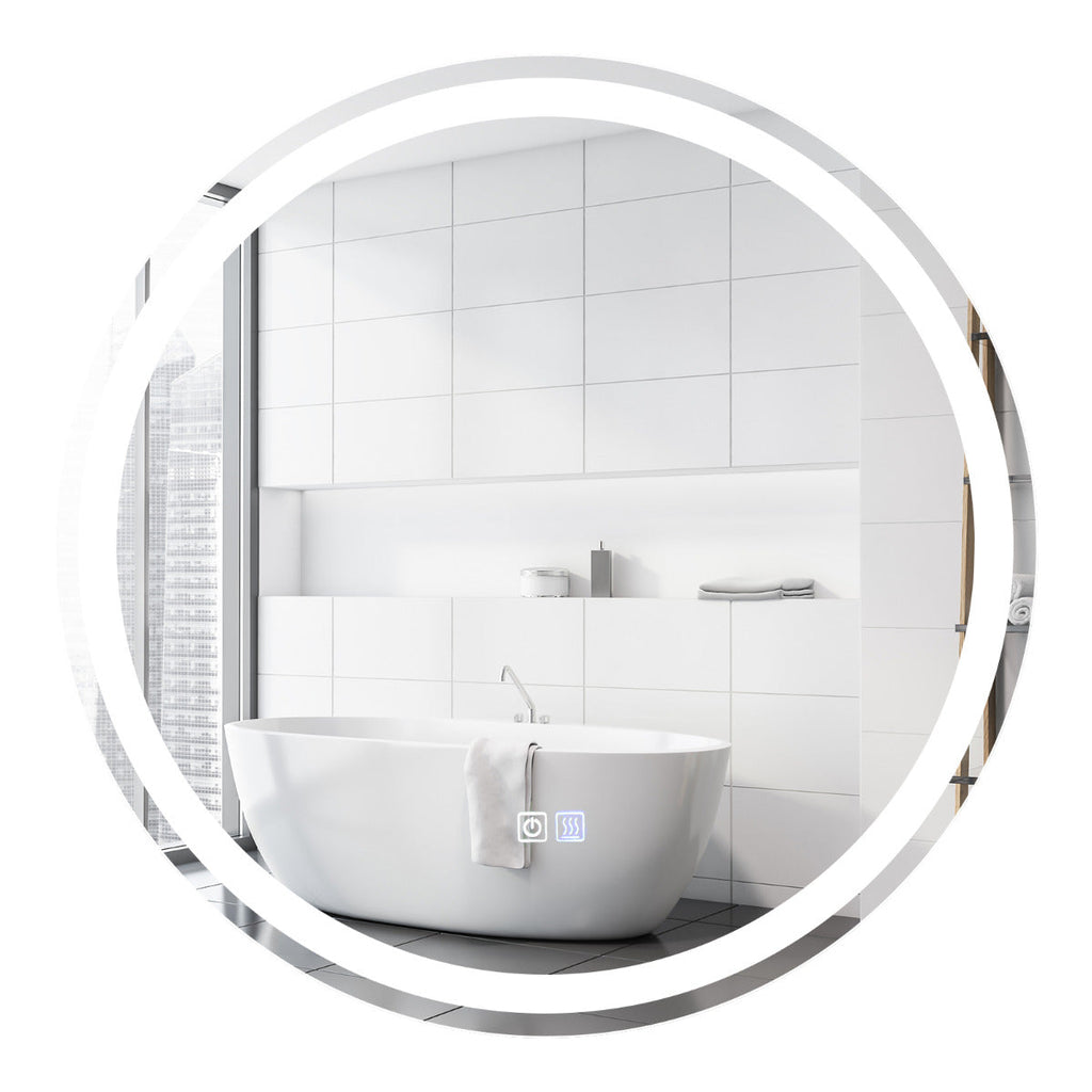Espelho LED Redondo para Casa de Banho "FREYA" com Função Antiembaciamento e Interruptor Tátil – Temperatura e Intensidade Ajustáveis – Ø 60 cm – Prateado