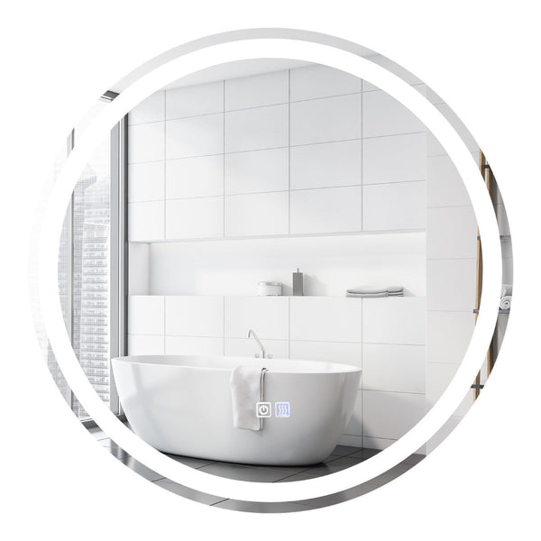 Espelho LED Redondo para Casa de Banho "FREYA" com Função Antiembaciamento e Interruptor Tátil – Temperatura e Intensidade Ajustáveis – Ø 60 cm – Prateado
