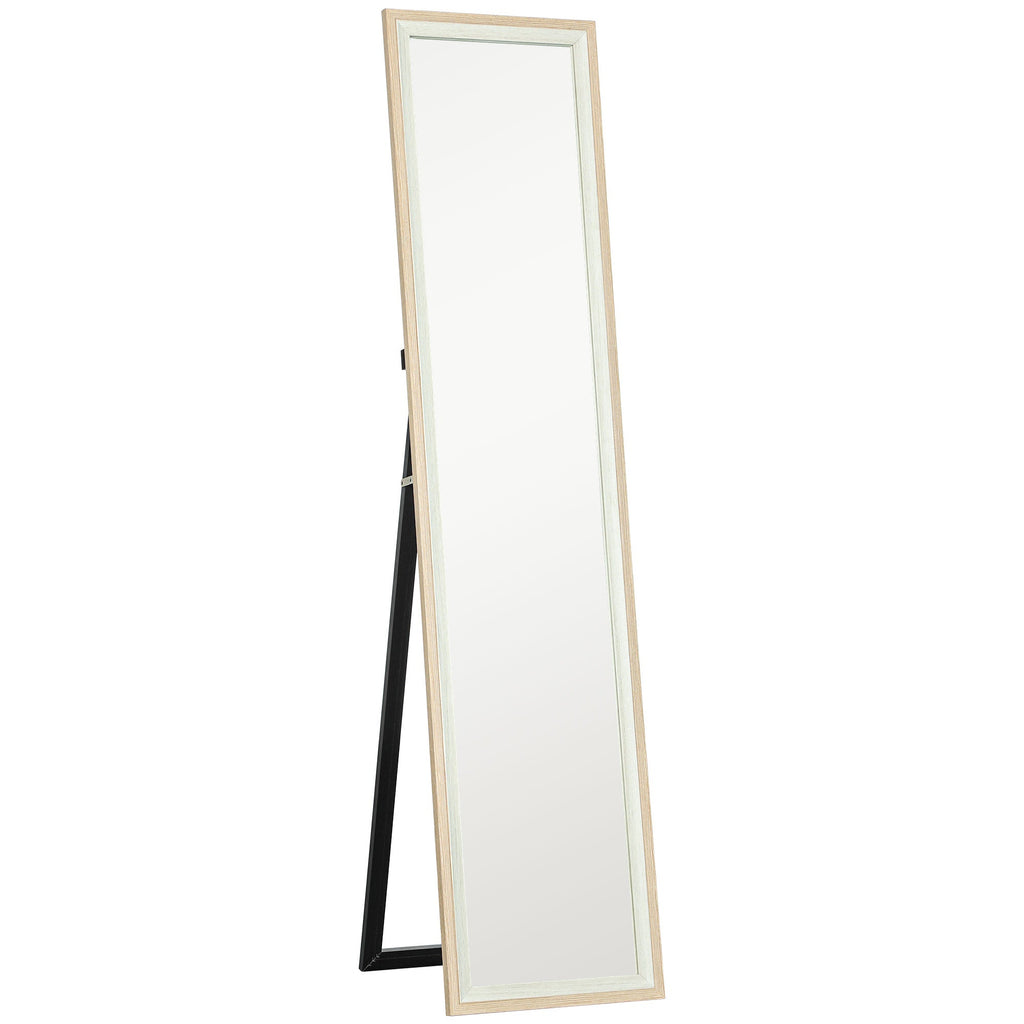 Espelho de Pé "Noa" – 37x157 cm – Branco e Madeira Clara - A minha loja