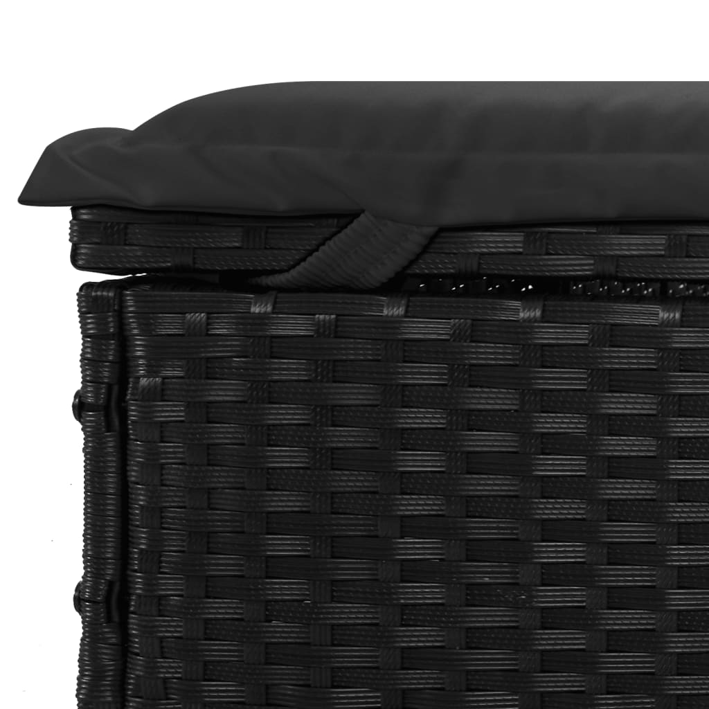 Espreguiçadeira com almofadão preto 201x55x62 cm vime PE - A minha loja