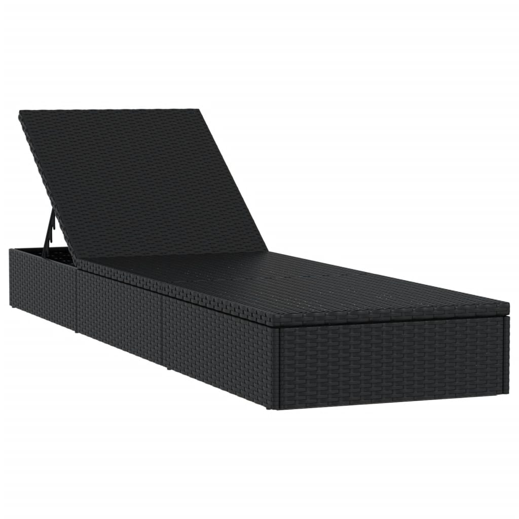 Espreguiçadeira com almofadão preto 201x55x62 cm vime PE - A minha loja