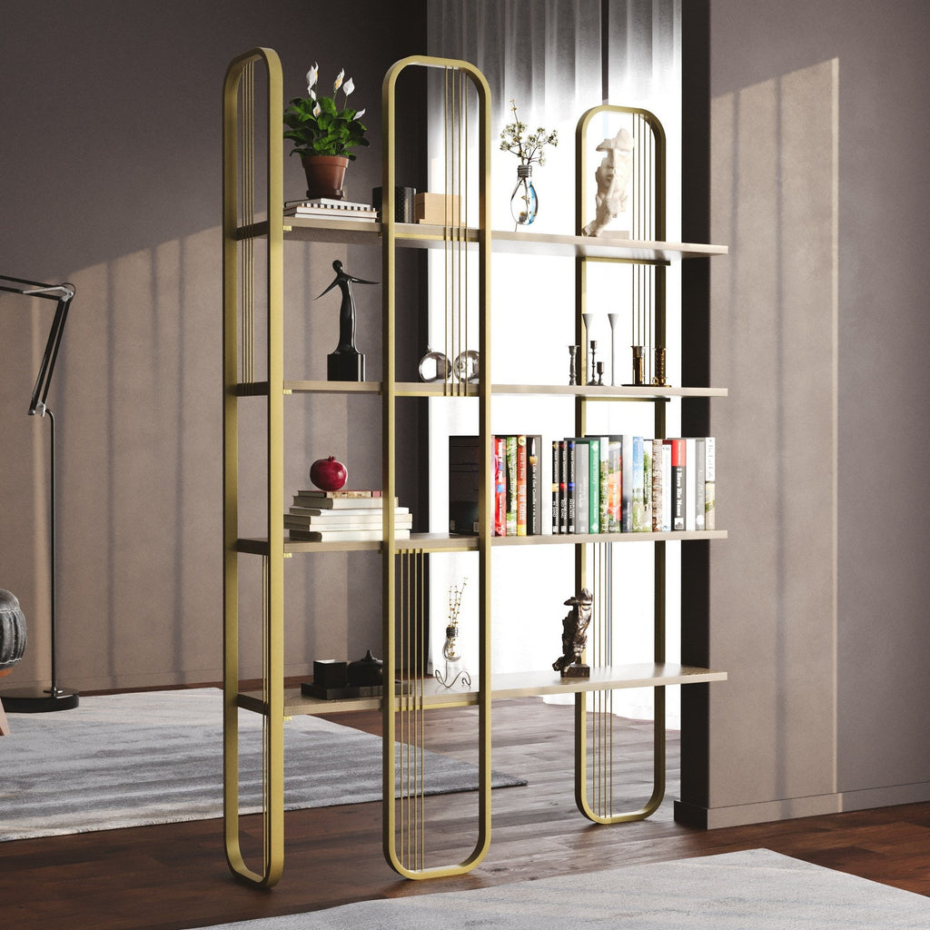 Estante "Sierra" – Dourado - 125x28x180 cm – Design Moderno - A minha loja
