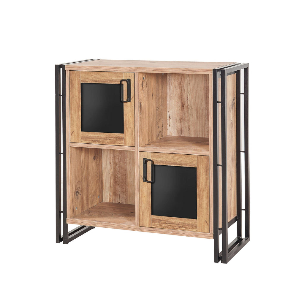 Estante/Aparador "Hakon" com 2 Portas - Pinho Atlântico e Preto - 89x89x35 cm - Design Industrial - A minha loja