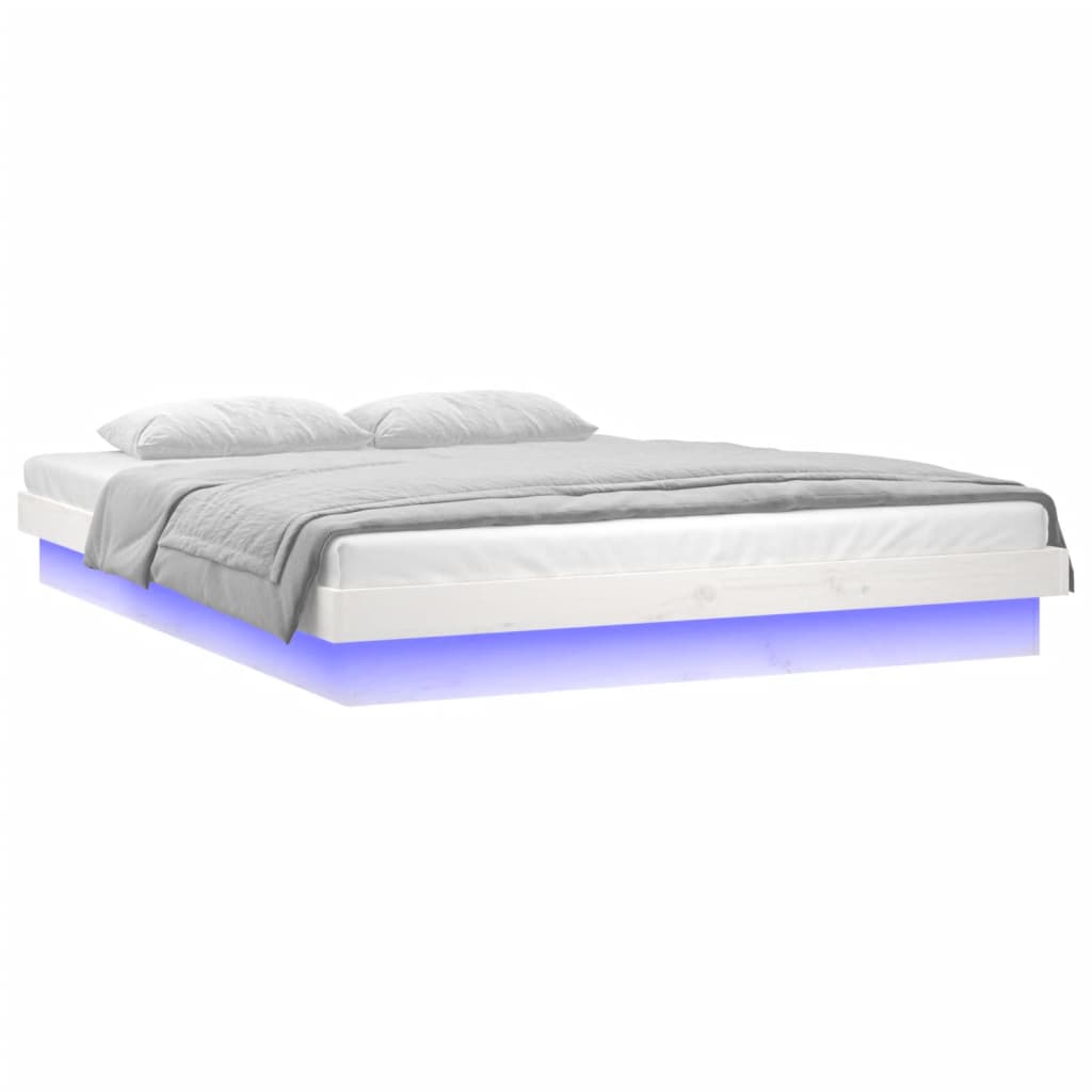 Estrutura cama c/ LED pequena casal 120x190 cm pinho branco - A minha loja