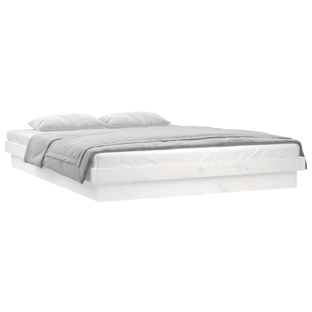 Estrutura cama c/ LED pequena casal 120x190 cm pinho branco - A minha loja