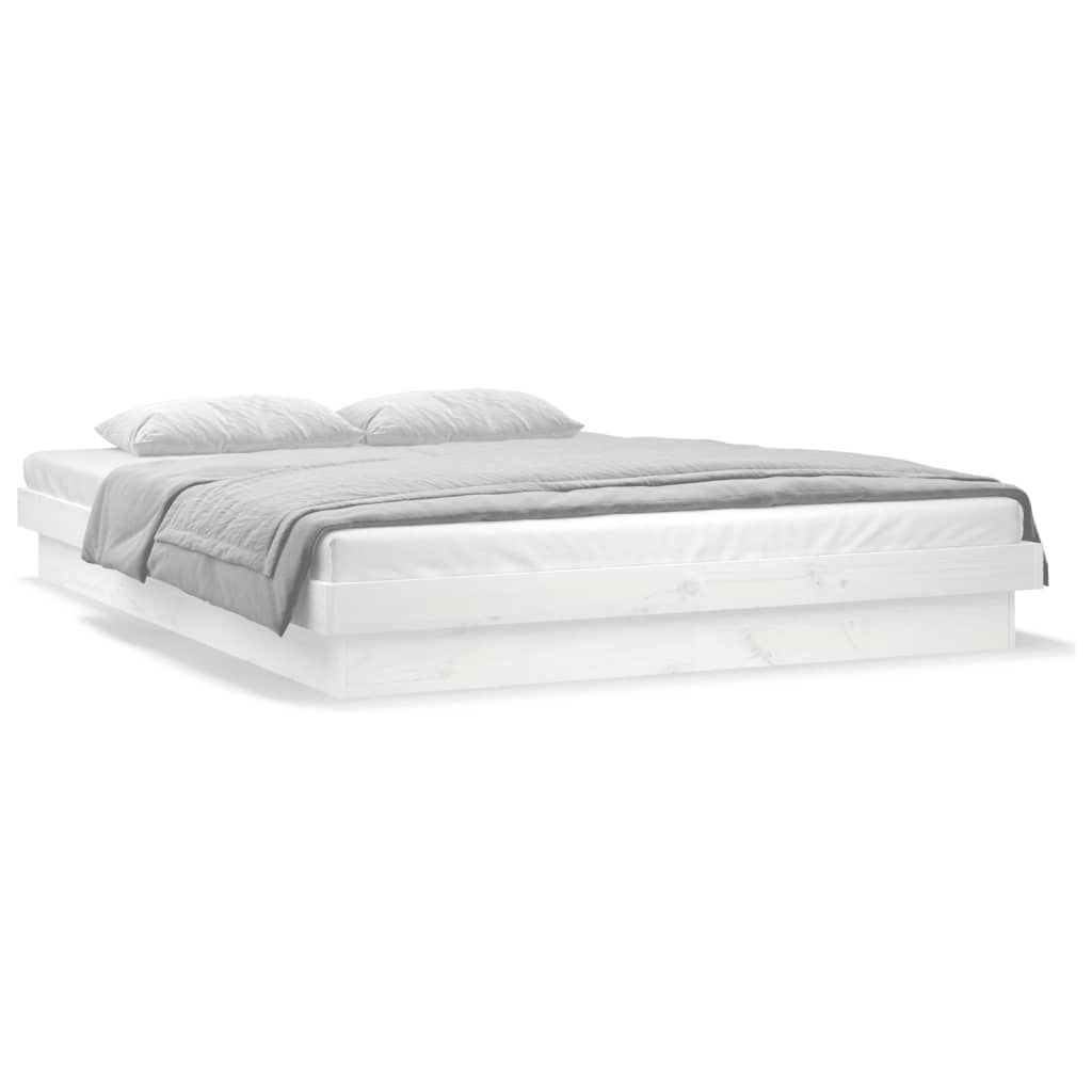 Estrutura cama c/ LED pequena casal 120x190 cm pinho branco - A minha loja