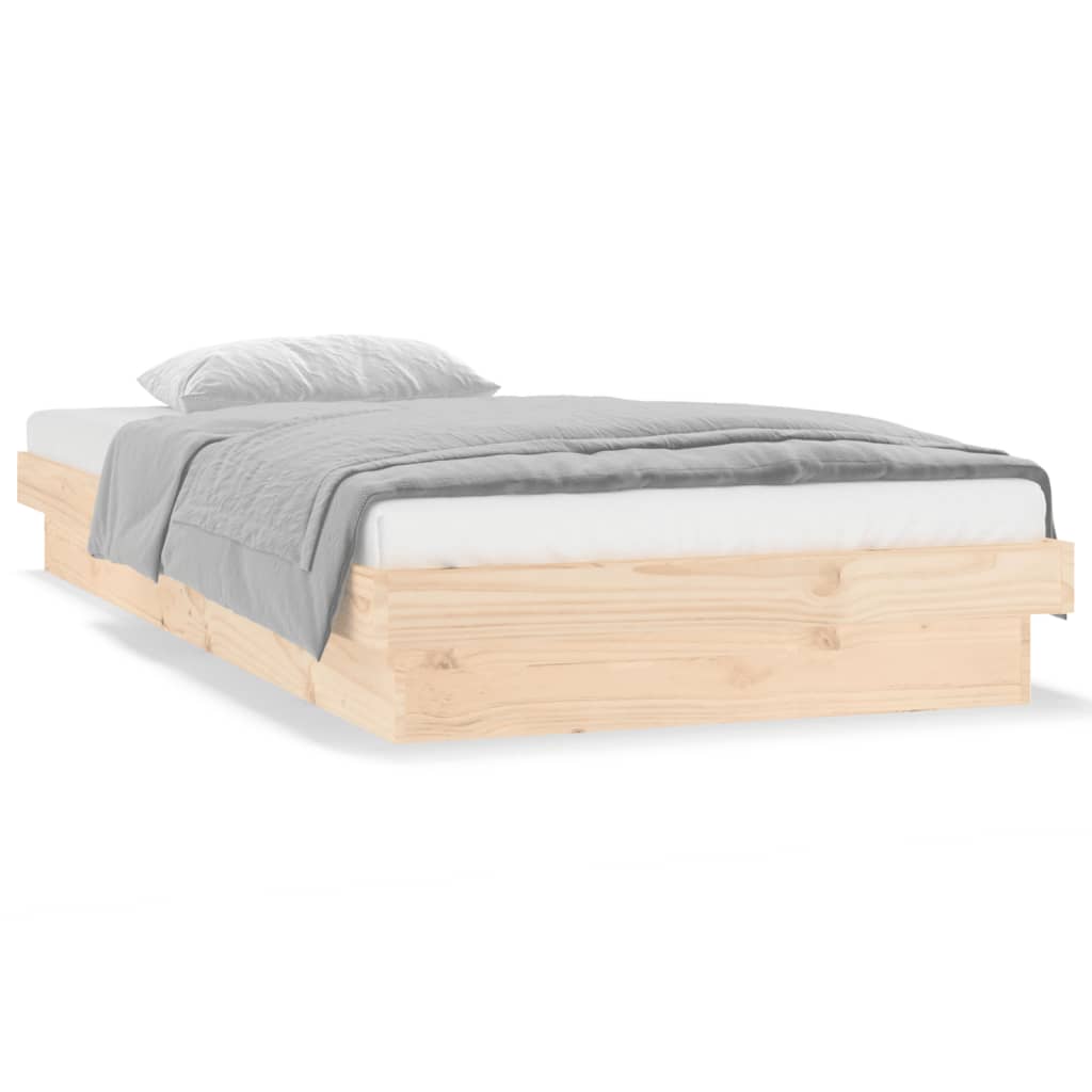 Estrutura de cama com luzes LED 90x200 cm madeira maciça - A minha loja
