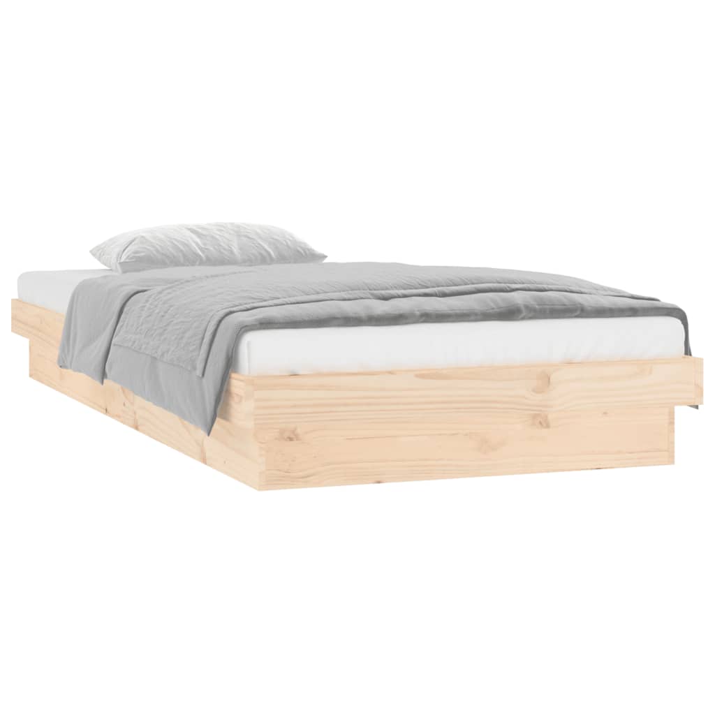Estrutura de cama com luzes LED 90x200 cm madeira maciça - A minha loja