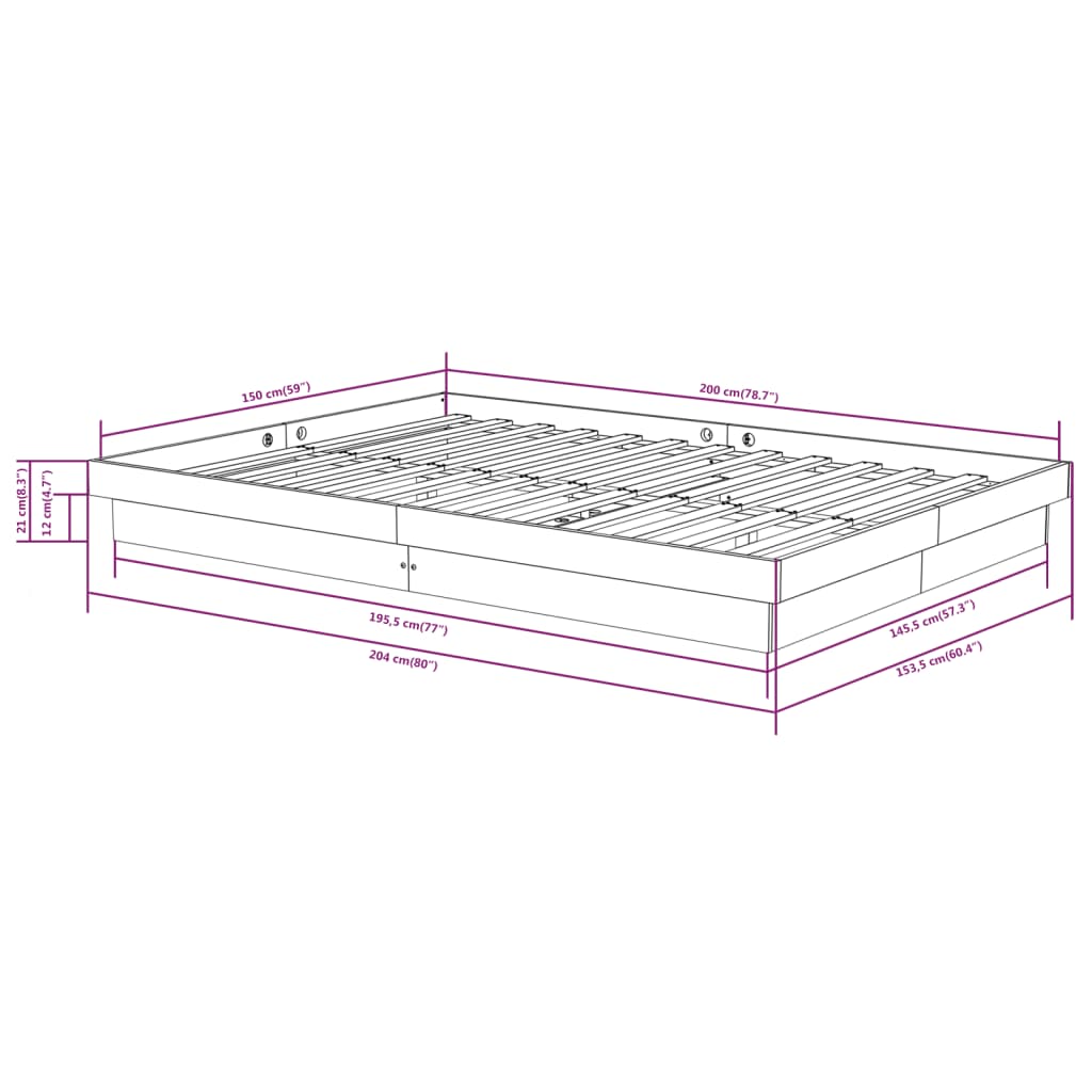 Estrutura de cama king 150x200 cm madeira maciça branco - A minha loja