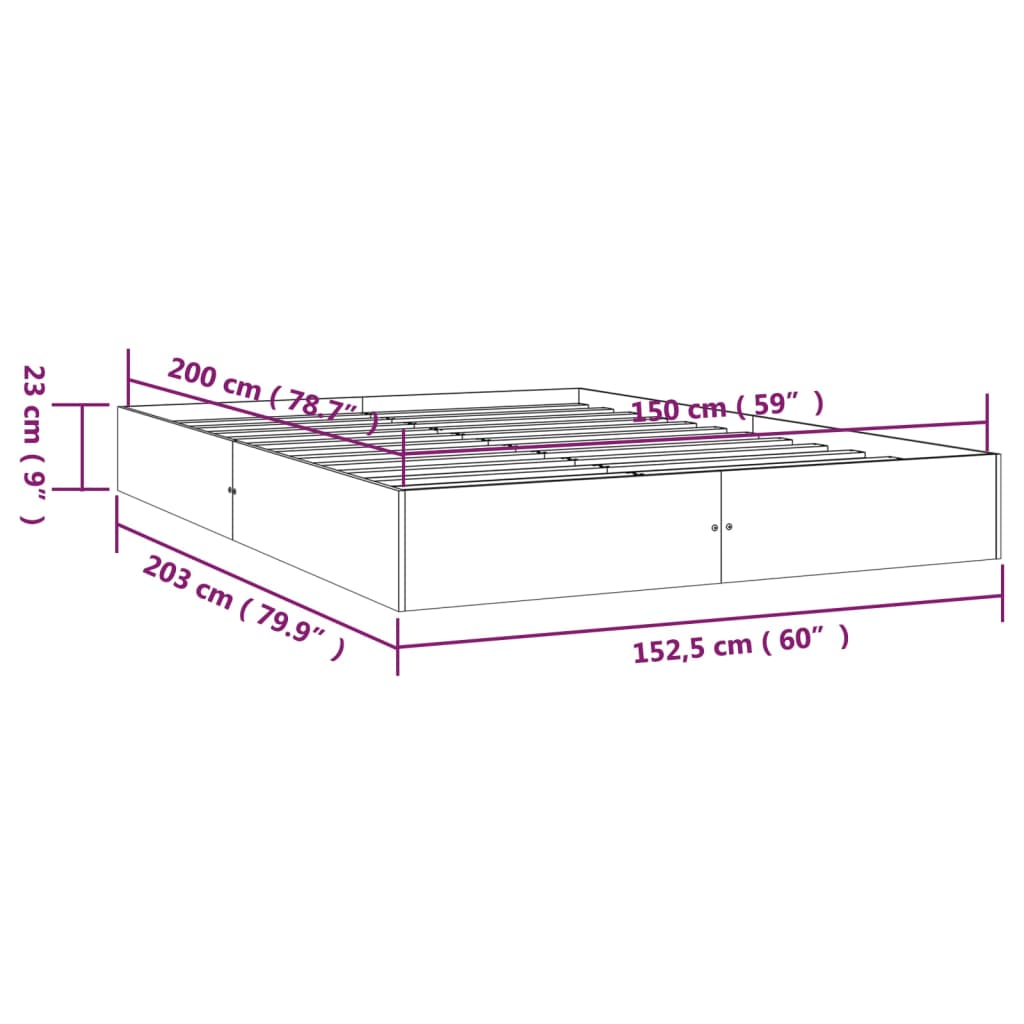 Estrutura de cama king 150x200 cm madeira maciça branco - A minha loja
