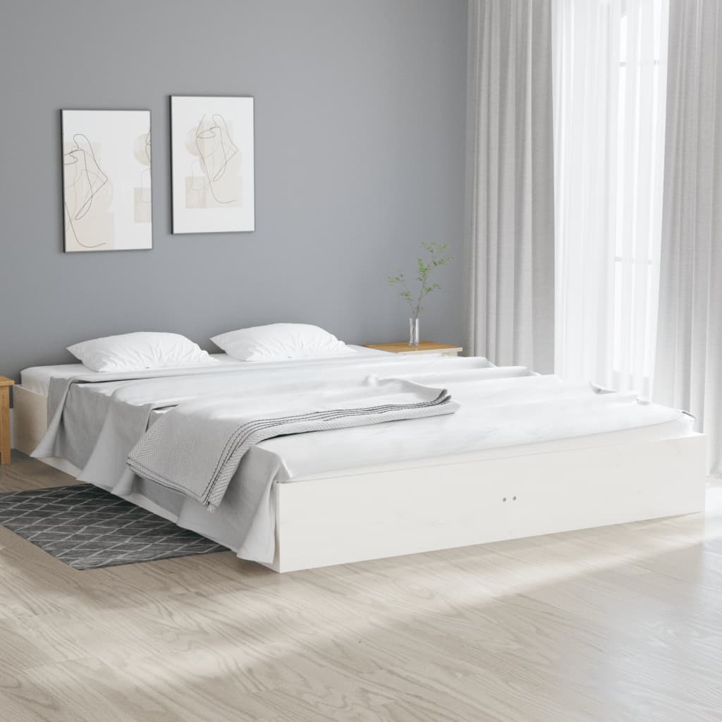 Estrutura de cama king 150x200 cm madeira maciça branco - A minha loja