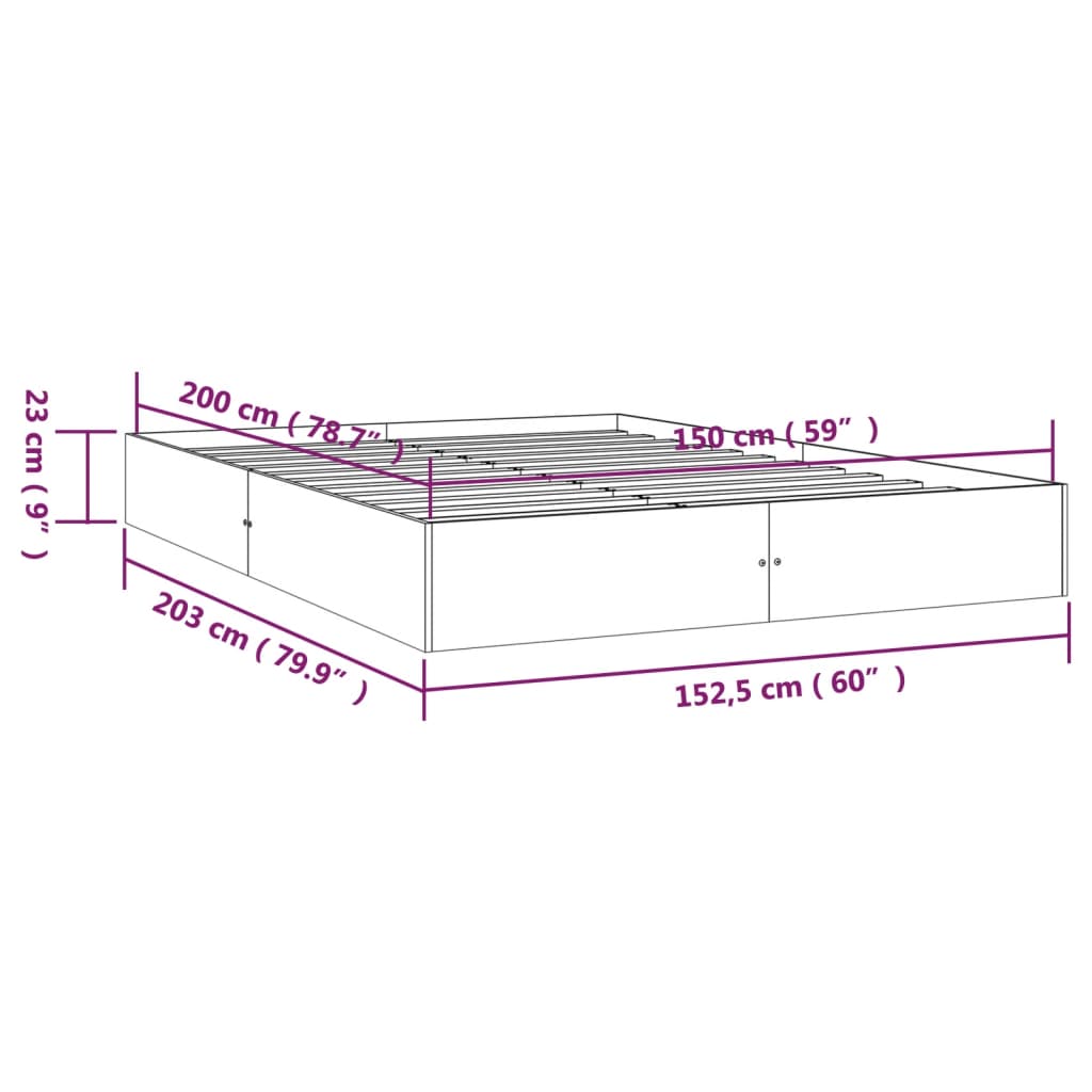 Estrutura de cama king 150x200 cm madeira maciça - A minha loja