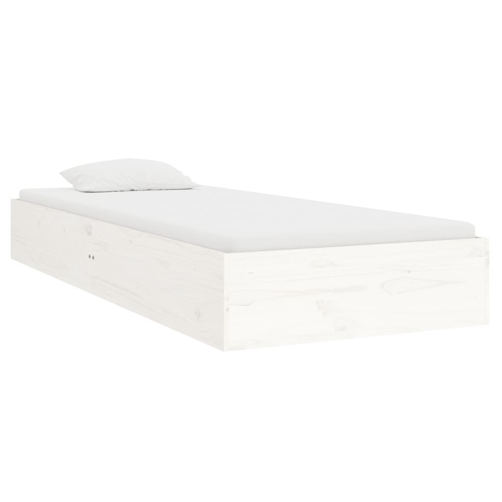 Estrutura de cama solteiro 90x190 cm madeira maciça branco - A minha loja