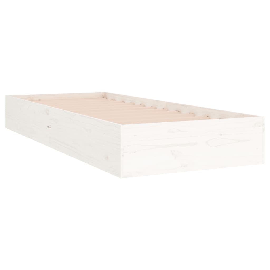 Estrutura de cama solteiro 90x190 cm madeira maciça branco - A minha loja