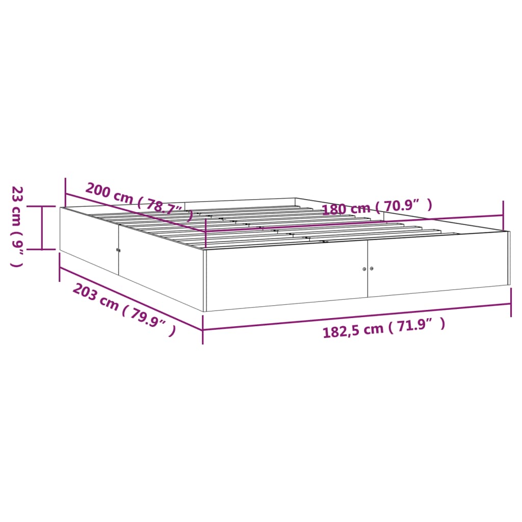 Estrutura de cama super king 180x200 cm madeira maciça - A minha loja
