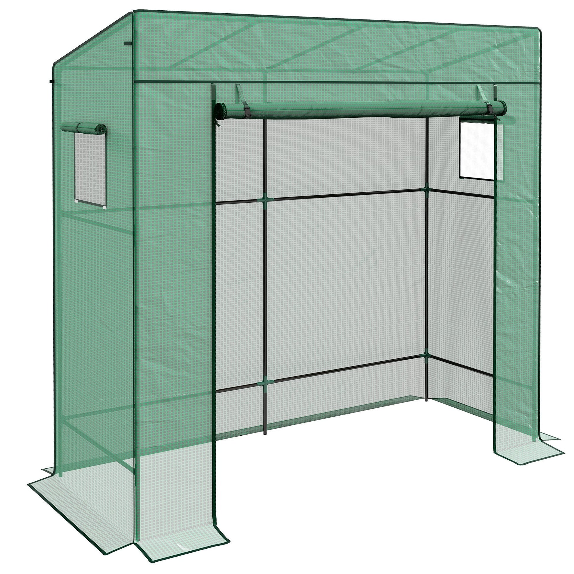Estufa de Jardim em Aço e PE – 196x77x197 cm | Com Janelas de Malha e Porta com Fecho de Correr - A minha loja
