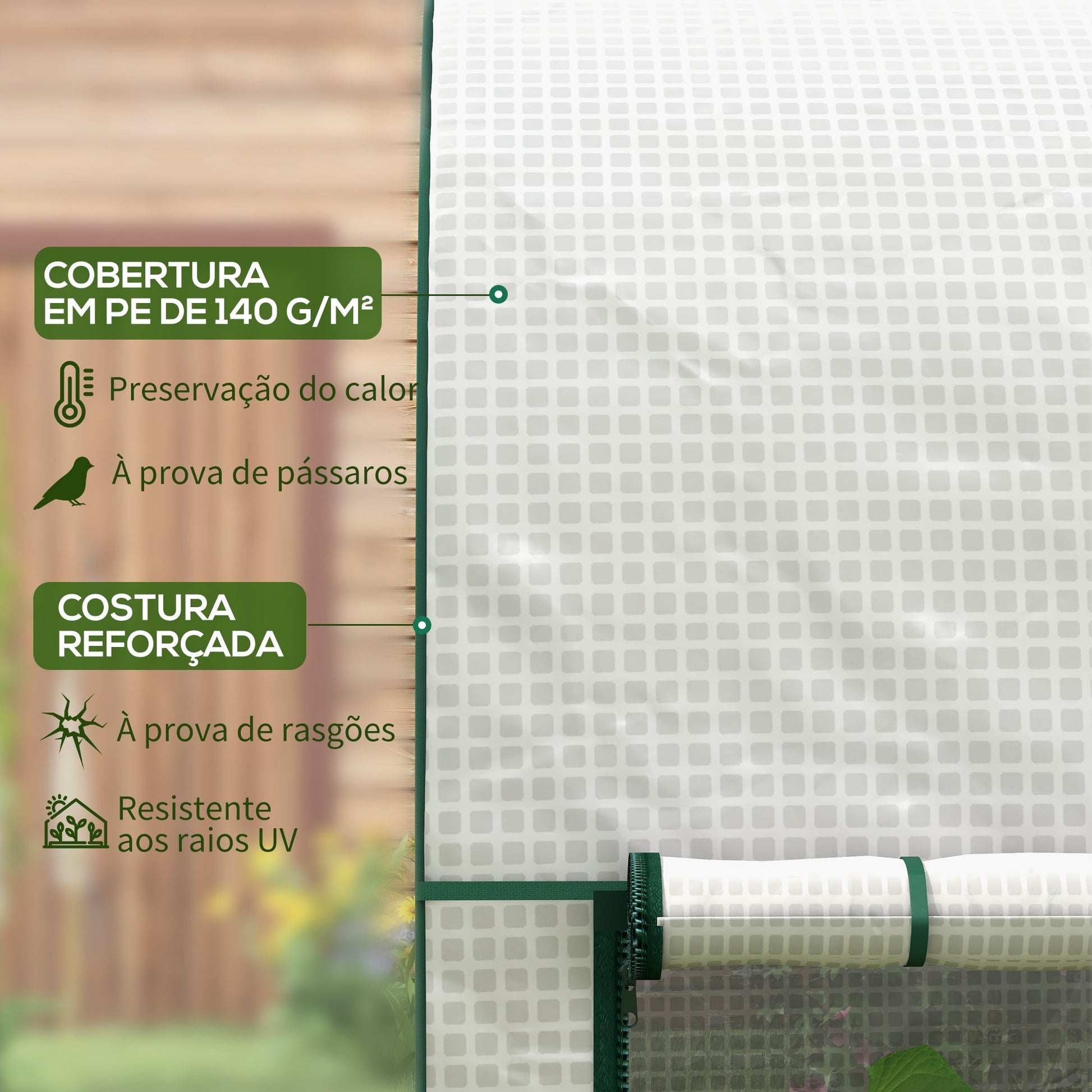 Estufa de Jardim em Aço e PE – 200x100x178 cm | Com Porta Dupla e Cobertura de Alta Densidade - A minha loja