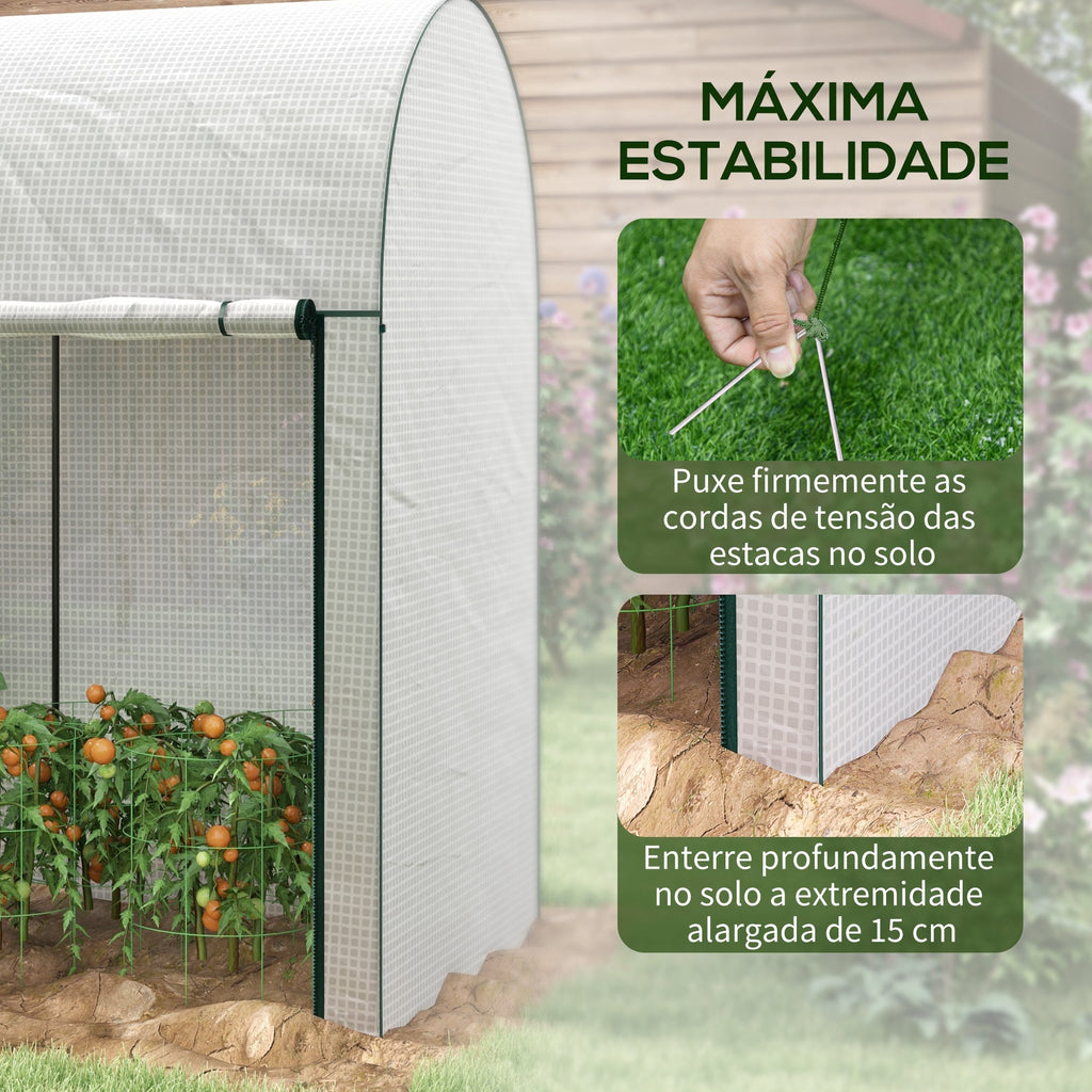 Estufa de Jardim em Aço e PE – 200x100x178 cm | Com Porta Dupla e Cobertura de Alta Densidade - A minha loja
