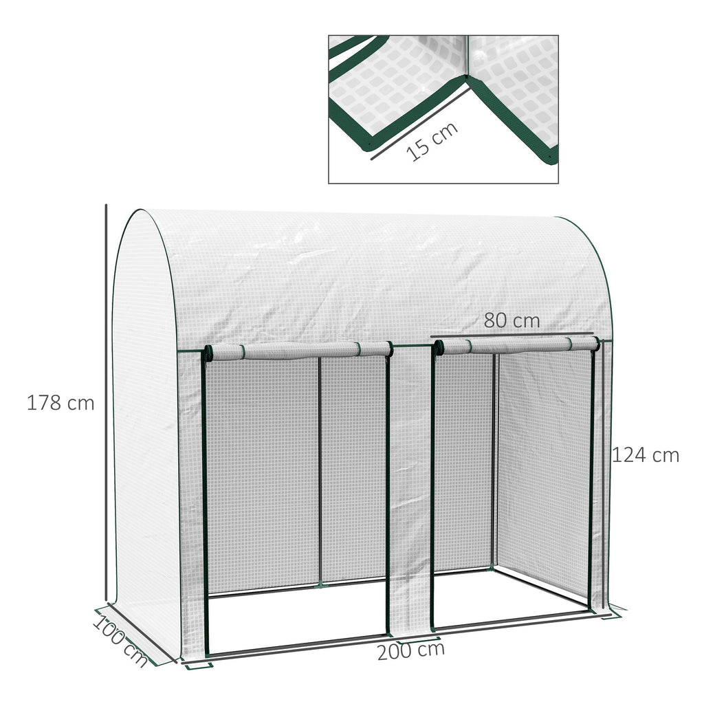 Estufa de Jardim em Aço e PE – 200x100x178 cm | Com Porta Dupla e Cobertura de Alta Densidade - A minha loja