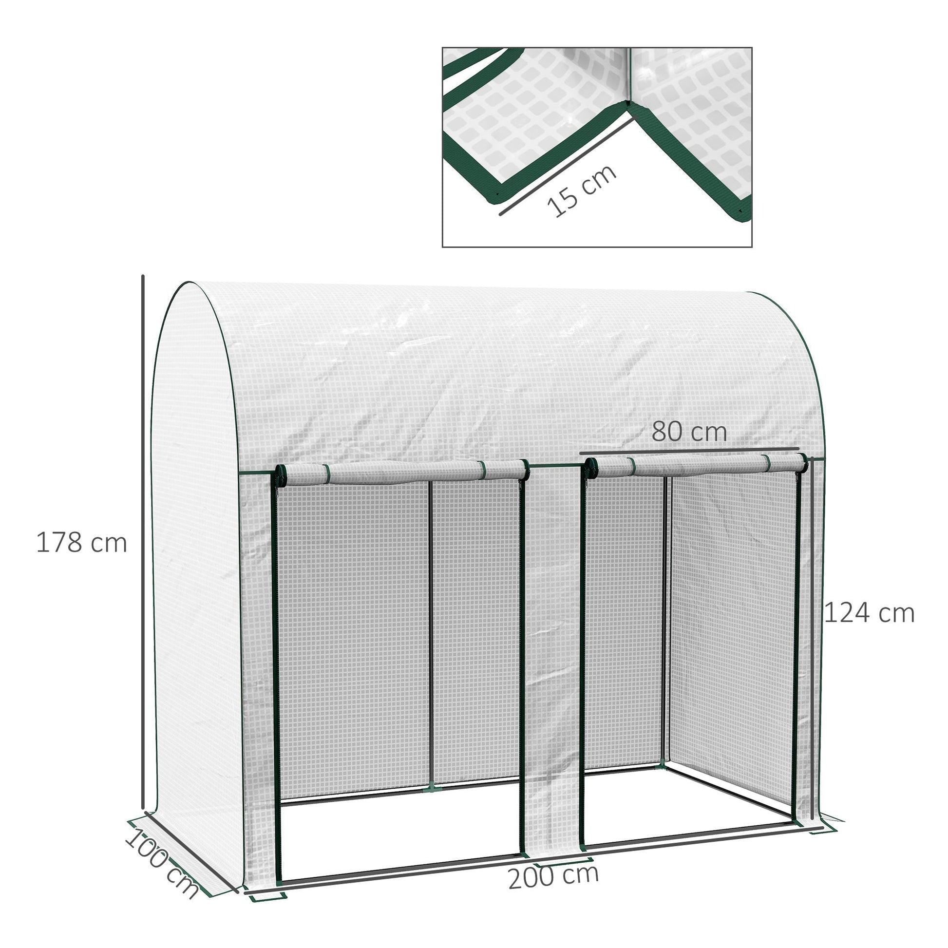 Estufa de Jardim em Aço e PE – 200x100x178 cm | Com Porta Dupla e Cobertura de Alta Densidade - A minha loja
