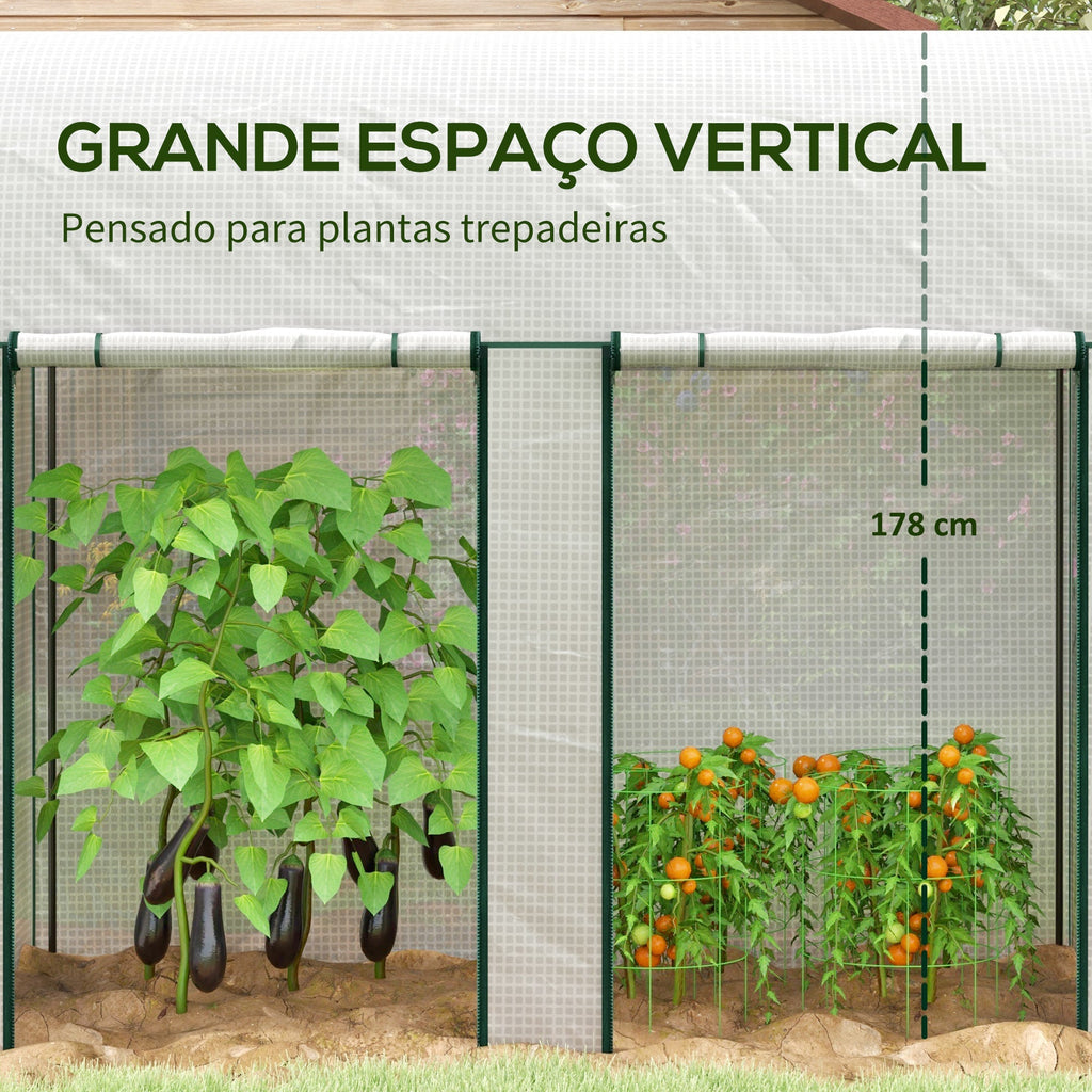 Estufa de Jardim em Aço e PE – 200x100x178 cm | Com Porta Dupla e Cobertura de Alta Densidade - A minha loja