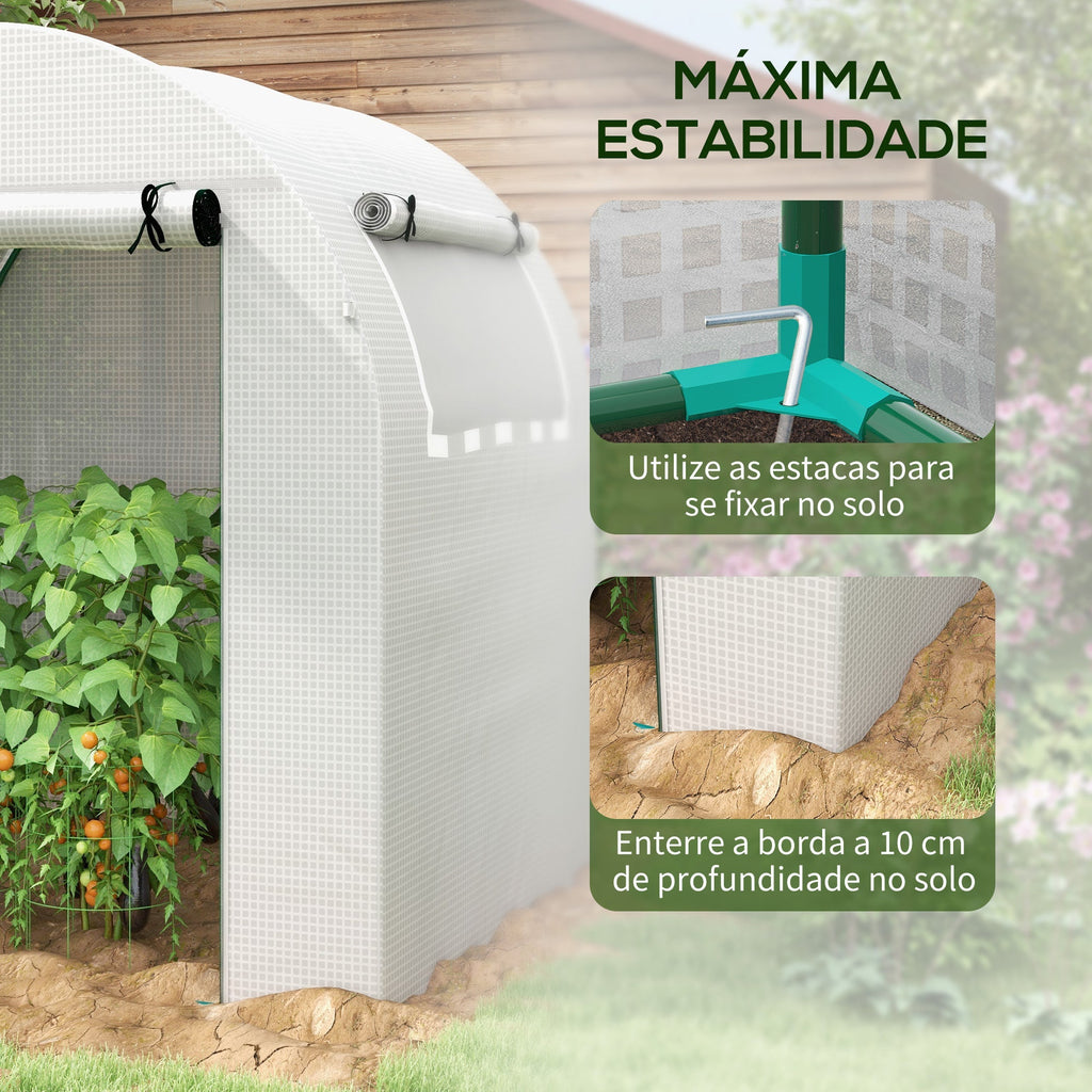 Estufa de Jardim Tipo Túnel – 180x180x200 cm – Porta Enrolável, Janela de Malha e Proteção UV - A minha loja