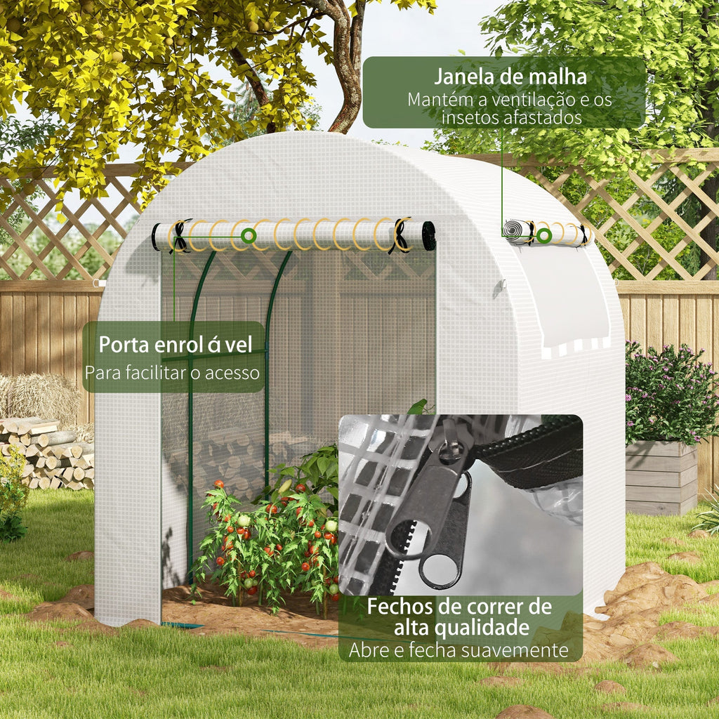 Estufa de Jardim Tipo Túnel – 180x180x200 cm – Porta Enrolável, Janela de Malha e Proteção UV - A minha loja